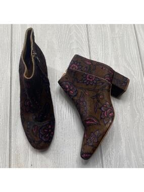 Madewell Brown Jacobean Floral Calf Hair The Margot Boots Size 7.5